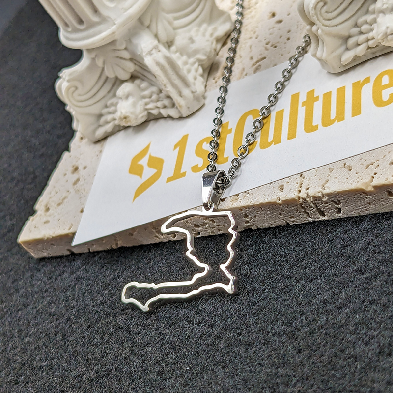 18k Gold Plated Haiti Map Silhouette Necklace
