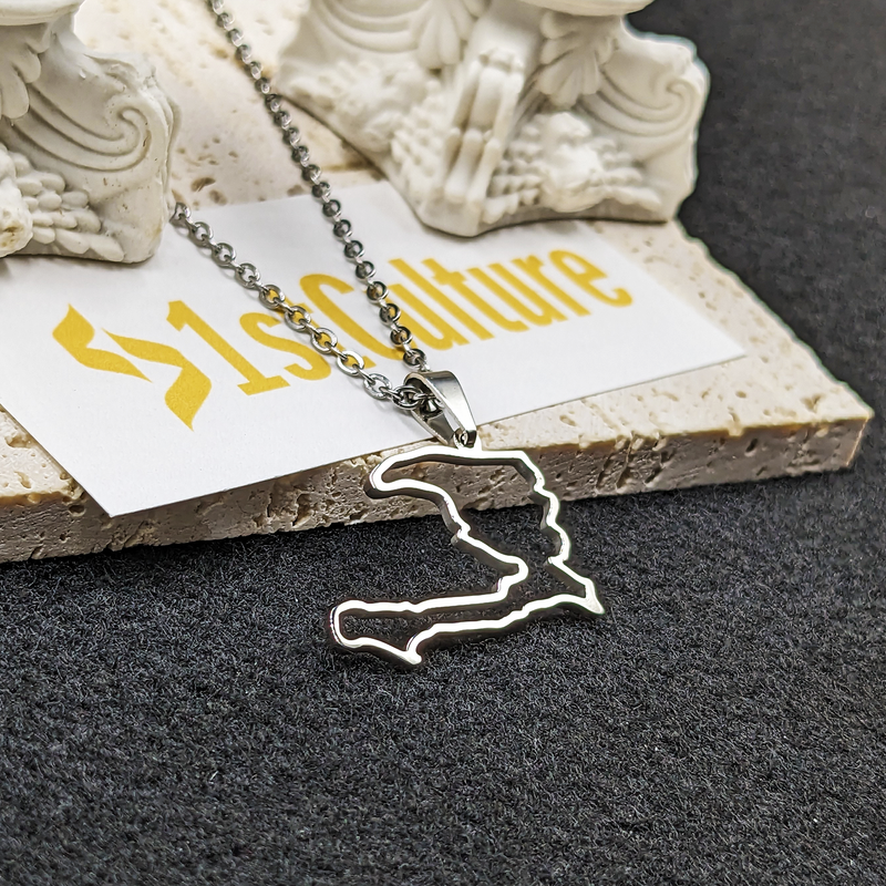 18k Gold Plated Haiti Map Silhouette Necklace