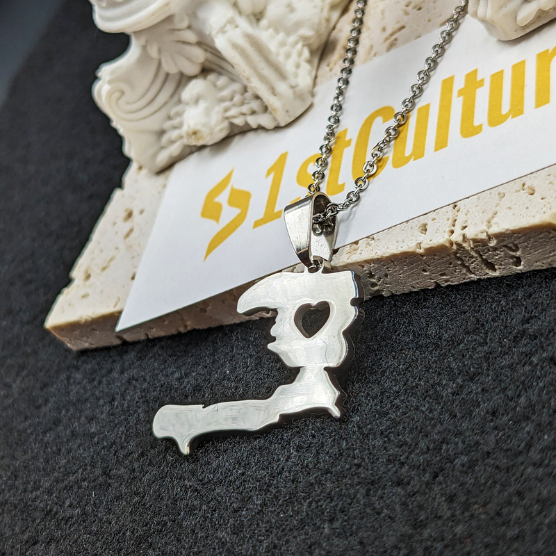 18k Gold Plated Heart Haiti Map Necklace