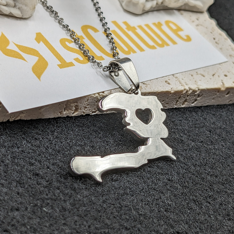 18k Gold Plated Heart Haiti Map Necklace