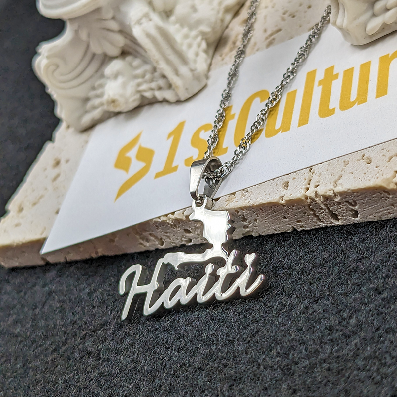 18K Gold Plated Haiti Map Necklace