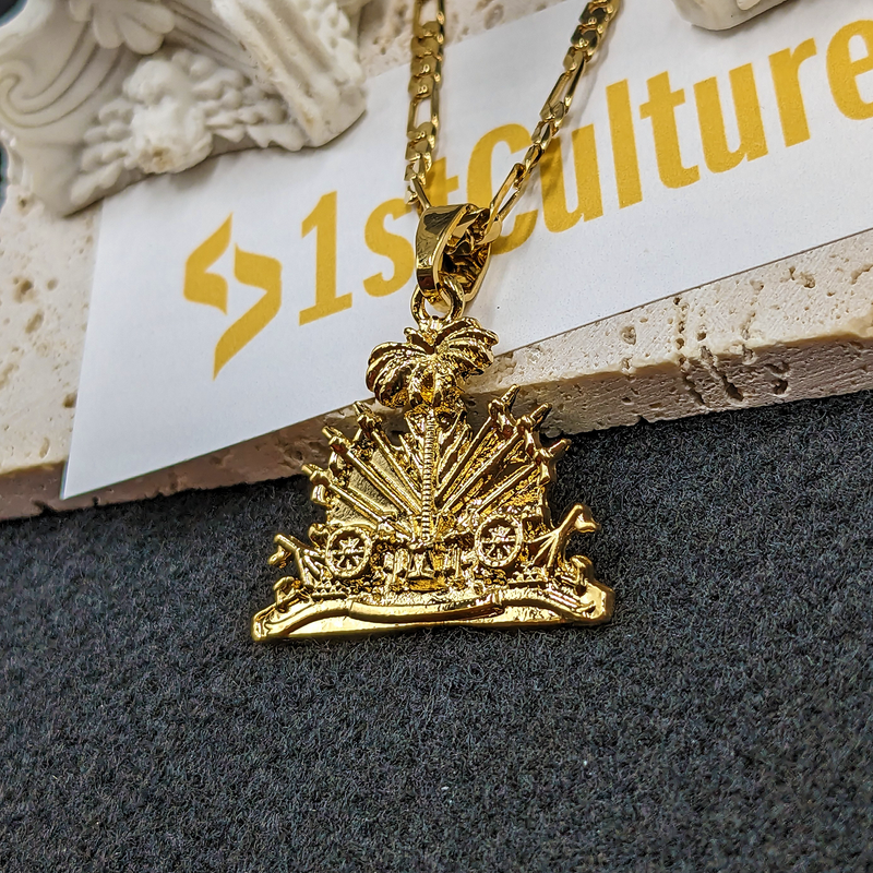 18K Gold Plated Haiti Emblem Necklace