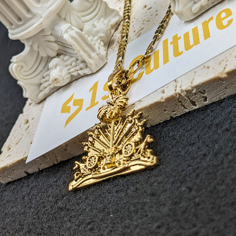 18K Gold Plated Haiti Emblem Necklace