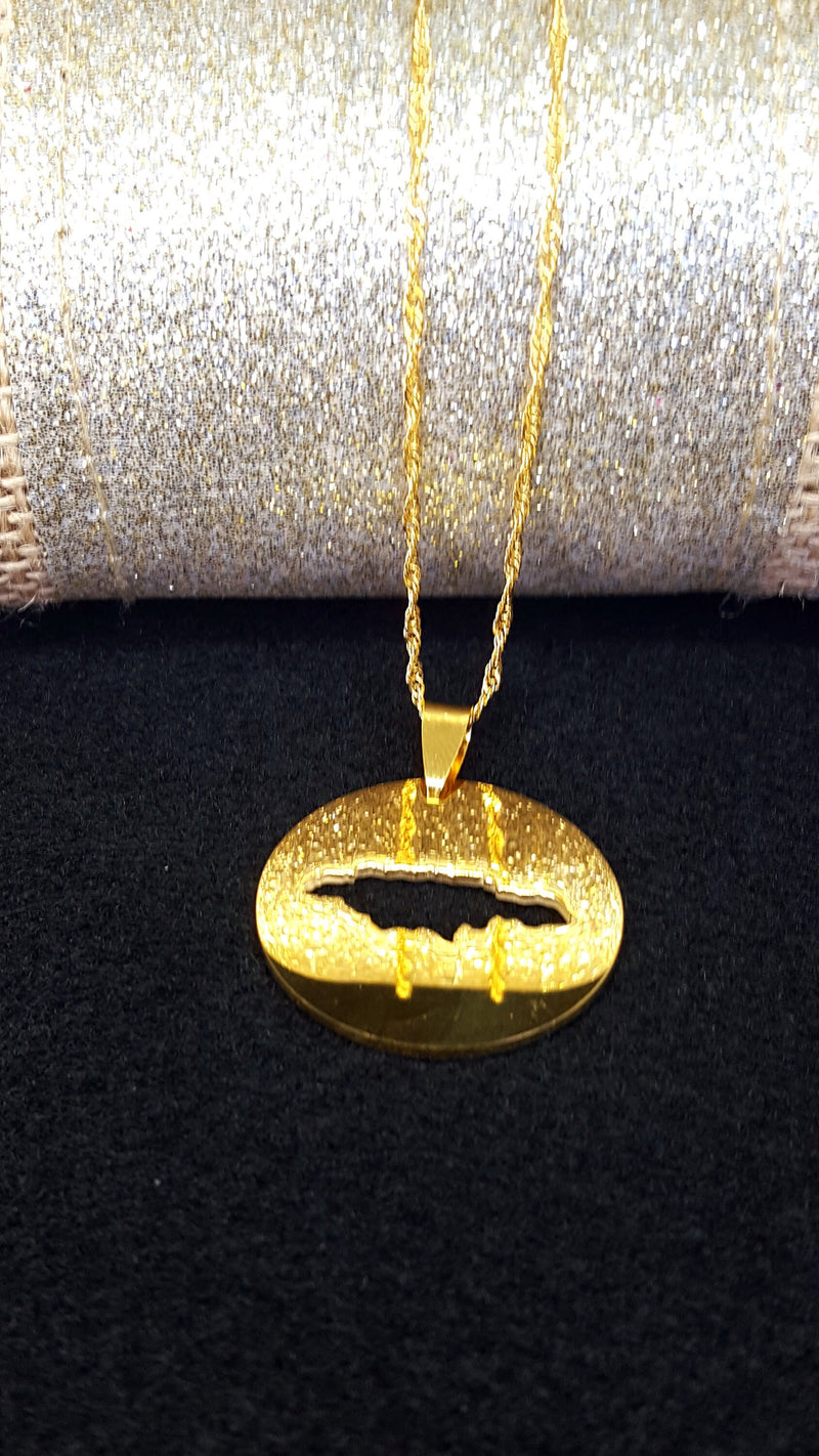 18K Gold Plated Jamaica Necklace - Jamaica Pendant - Jamaica Bracelet - Jamaica Earrings