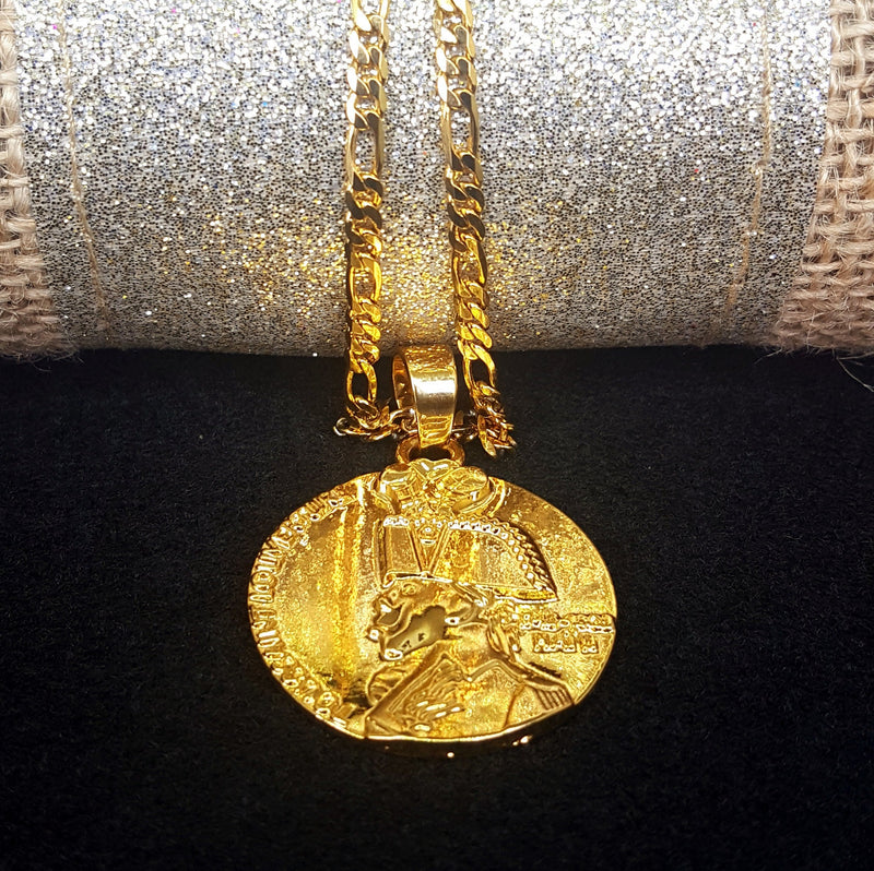 18K Gold Plated Haiti Toussaint Necklace - Haiti necklaces - Haiti pendant - Haiti jewelry - Haiti charm - Haiti pendent - Haiti Bracelets