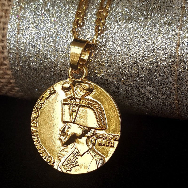 18K Gold Plated Haiti Toussaint Necklace - Haiti necklaces - Haiti pendant - Haiti jewelry - Haiti charm - Haiti pendent - Haiti Bracelets