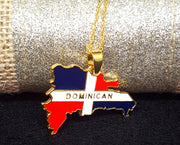 Dominican Map Full Color Necklace - Dominican gifts  - Dominican republic Necklace - Dominican republic gift - 1stCulture