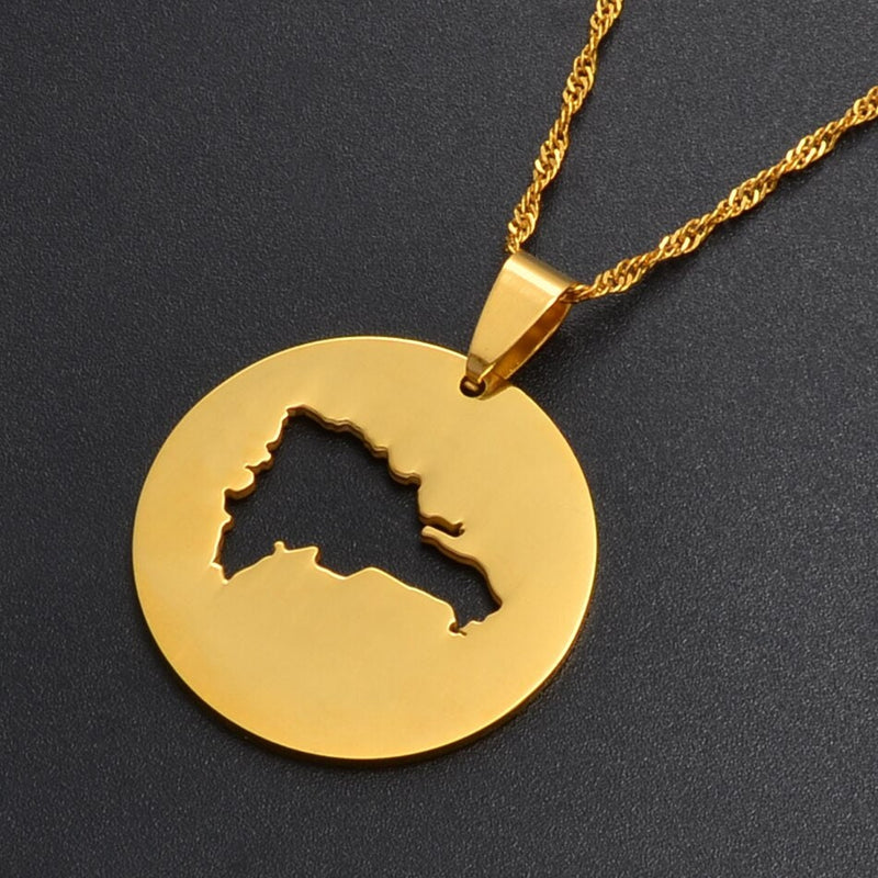 18K Gold Plated Dominican Circle map Necklace - dominican gifts  - dominican republic jewelry - dominican republic necklace