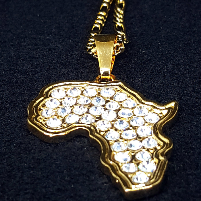18K Gold Plated Africa Map Sparkle Necklace - Africa pendant necklace - Africa necklace men women  - Africa shaped necklace