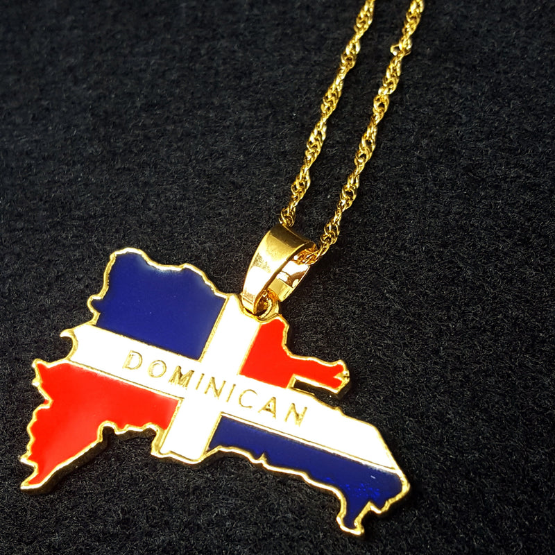 Dominican Map Full Color Necklace - Dominican gifts  - Dominican republic Necklace - Dominican republic gift - 1stCulture