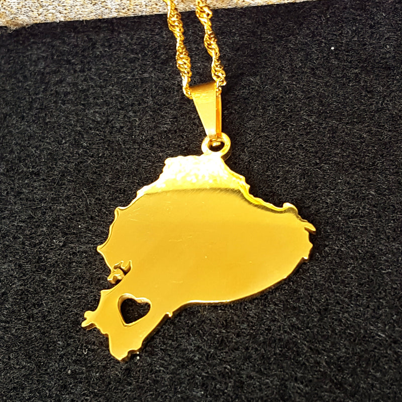 18K Gold Plated Ecuador Gold Plated necklace, Ecuador map gift, Ecuador necklace, Ecuador map bracelet.