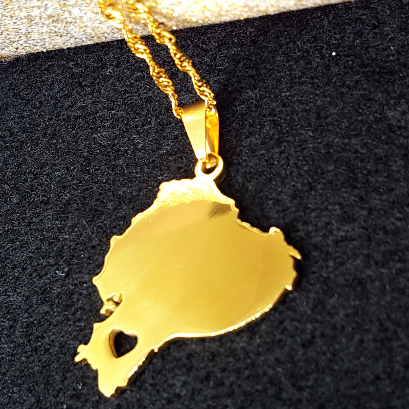 18K Gold Plated Ecuador Gold Plated necklace, Ecuador map gift, Ecuador necklace, Ecuador map bracelet.