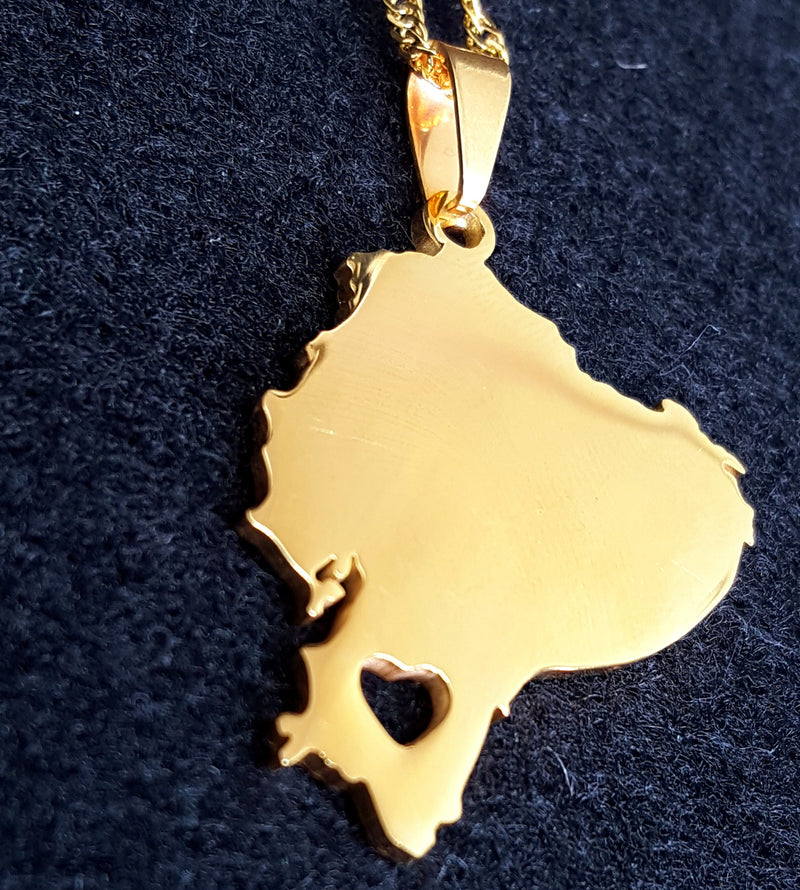 18K Gold Plated Ecuador Gold Plated necklace, Ecuador map gift, Ecuador necklace, Ecuador map bracelet.