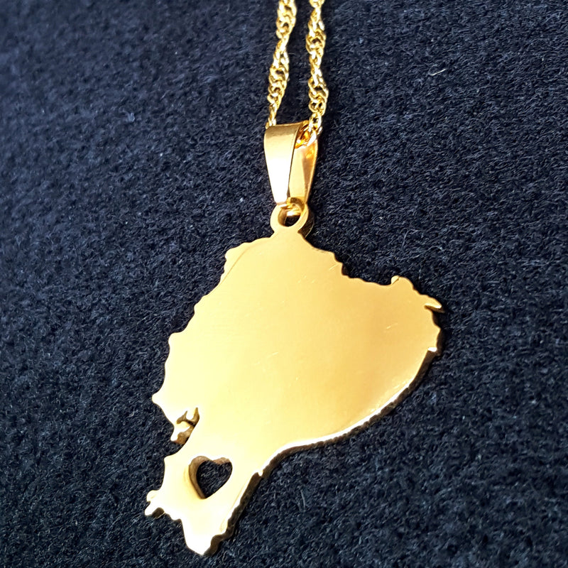18K Gold Plated Ecuador Gold Plated necklace, Ecuador map gift, Ecuador necklace, Ecuador map bracelet.