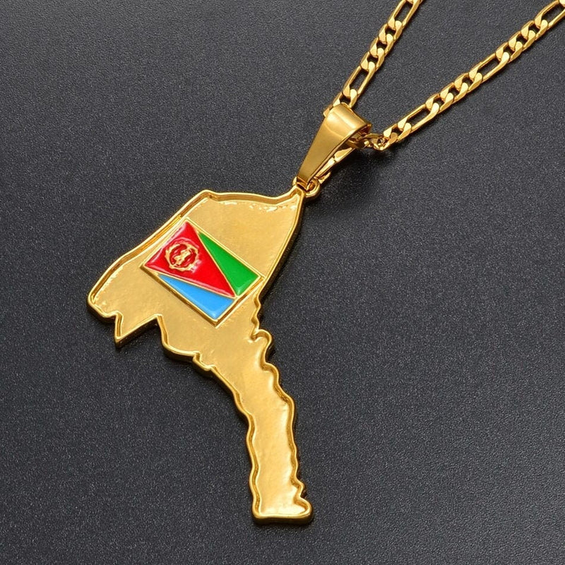 18K Gold Plated Eritrea Map Necklace (Big Size), eritrea necklace, eritrea shirt, Eritrea flag, Eritrea keychain, Eritrea earrings - 1stCulture