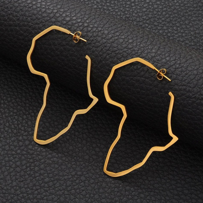 18K Gold Plated Africa Map Hoop Earrings - africa Earrings - africa Earrings women - africa continent Earrings - africa shaped Earrings