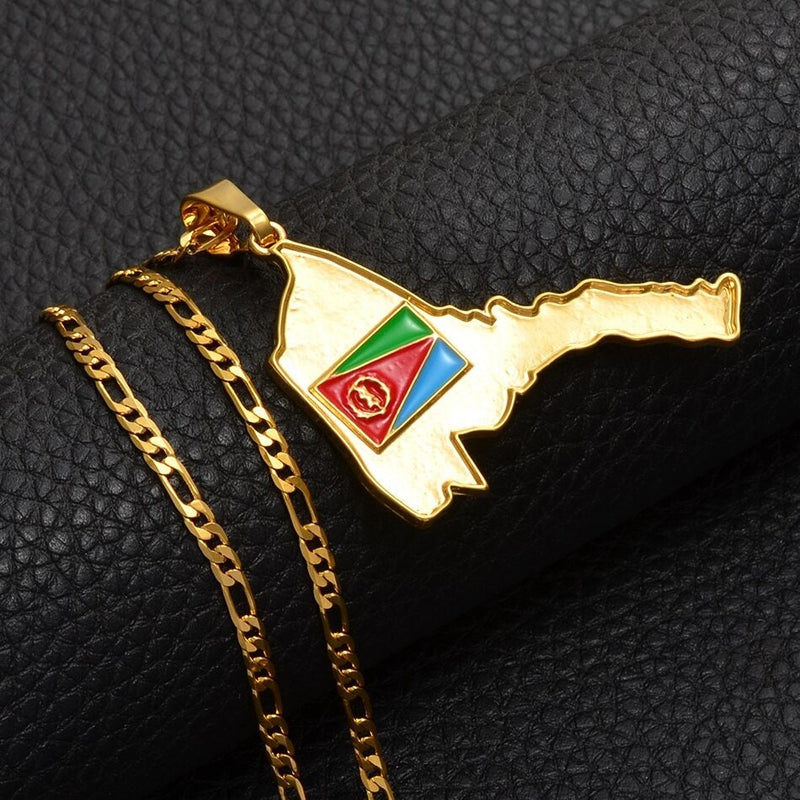 18K Gold Plated Eritrea Map Necklace (Big Size), eritrea necklace, eritrea shirt, Eritrea flag, Eritrea keychain, Eritrea earrings - 1stCulture