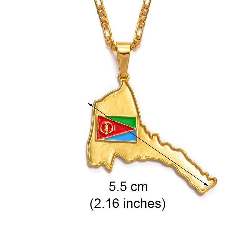 18K Gold Plated Eritrea Map Necklace (Big Size), eritrea necklace, eritrea shirt, Eritrea flag, Eritrea keychain, Eritrea earrings - 1stCulture