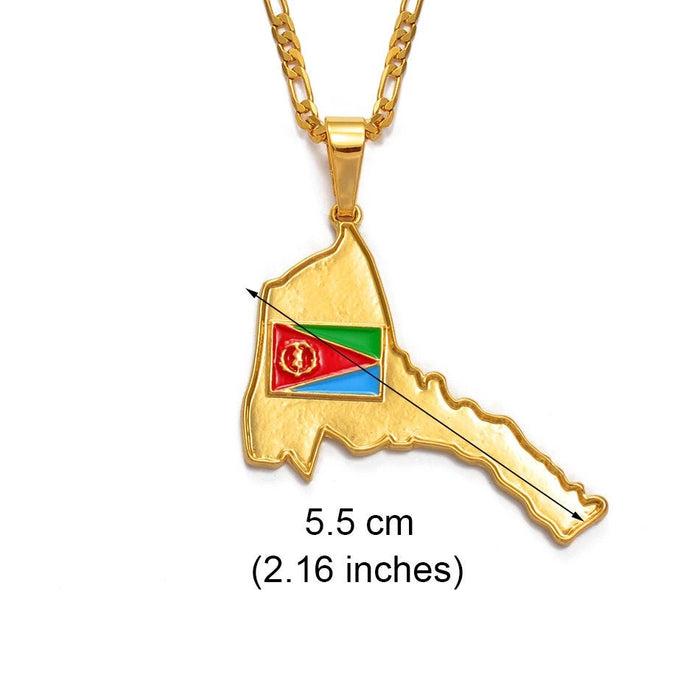 18K Gold Plated Eritrea Map Necklace (Big Size), eritrea necklace, eritrea shirt, Eritrea flag, Eritrea keychain, Eritrea earrings