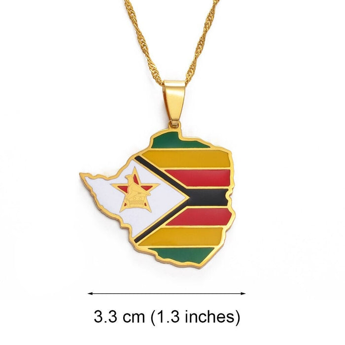 18K Gold Plated Zimbabwe Necklace, zimbabwe shirt, zimbabwe bracelet, zimbabwe necklace