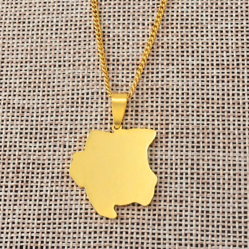 Suriname 18K Gold Plated Necklace / Suriname Jewelry / Suriname Pendant / Suriname Gift