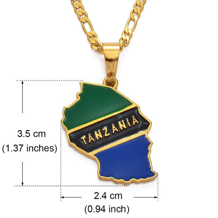 Tanzania 18K Gold Plated Necklace / Tanzania Jewelry / Tanzania Pendant / Tanzania Gift