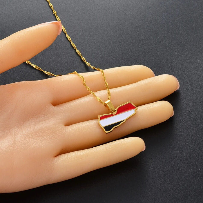 Yemen 18K Gold Plated Necklace / Yemen Jewelry / Yemen Pendant / Yemen Gift