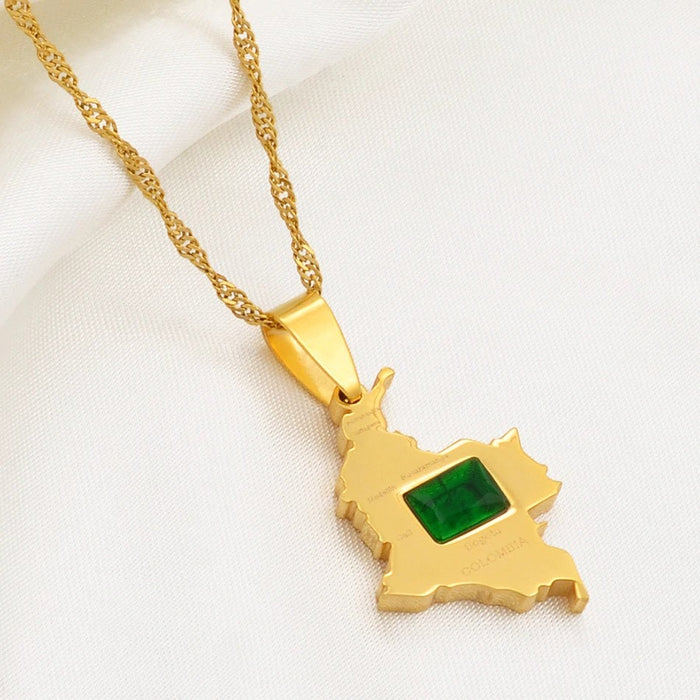 Colombia 18K Gold Plated Necklace / Colombia Jewelry / Colombia Pendant / Colombia Gift