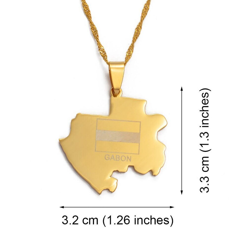 Gabon 18K Gold Plated Necklace / Gabon map Necklace / Gabon Jewelry / Gabon Pendant / Gabon Gift
