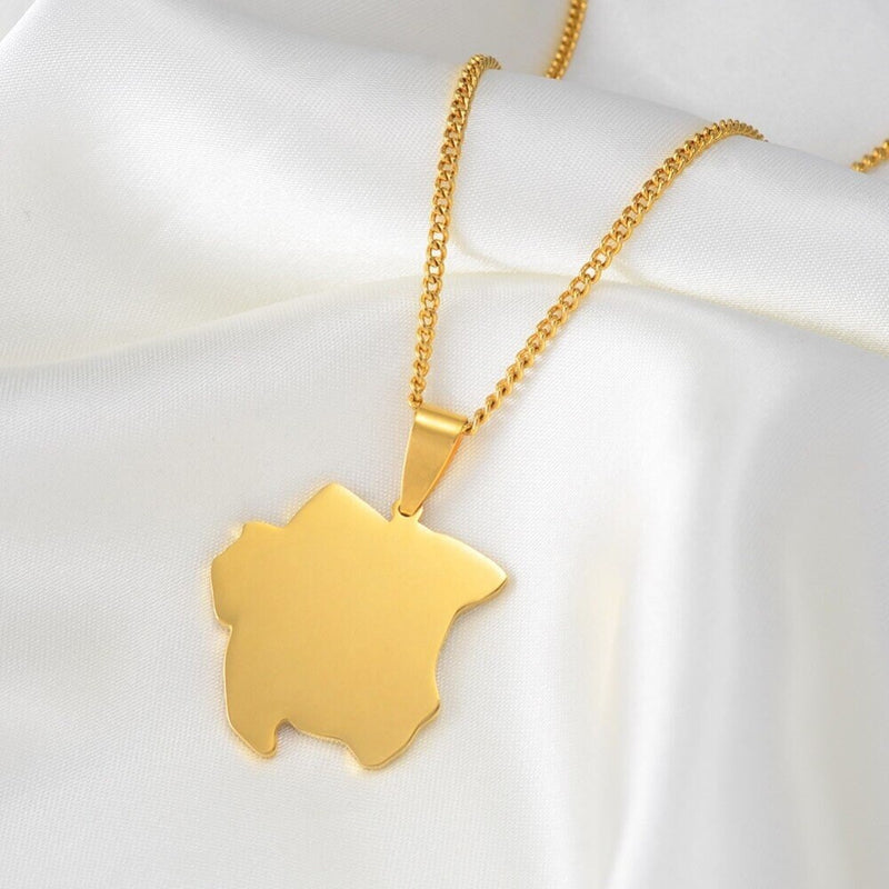 Suriname 18K Gold Plated Necklace / Suriname Jewelry / Suriname Pendant / Suriname Gift