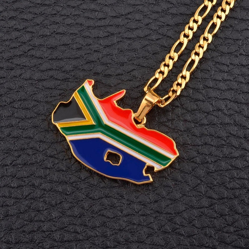 18K Gold Plated South Africa Necklace, South Africa art, South Africa Jewelry, South Africa poster, South Africa map, South Africa Gift