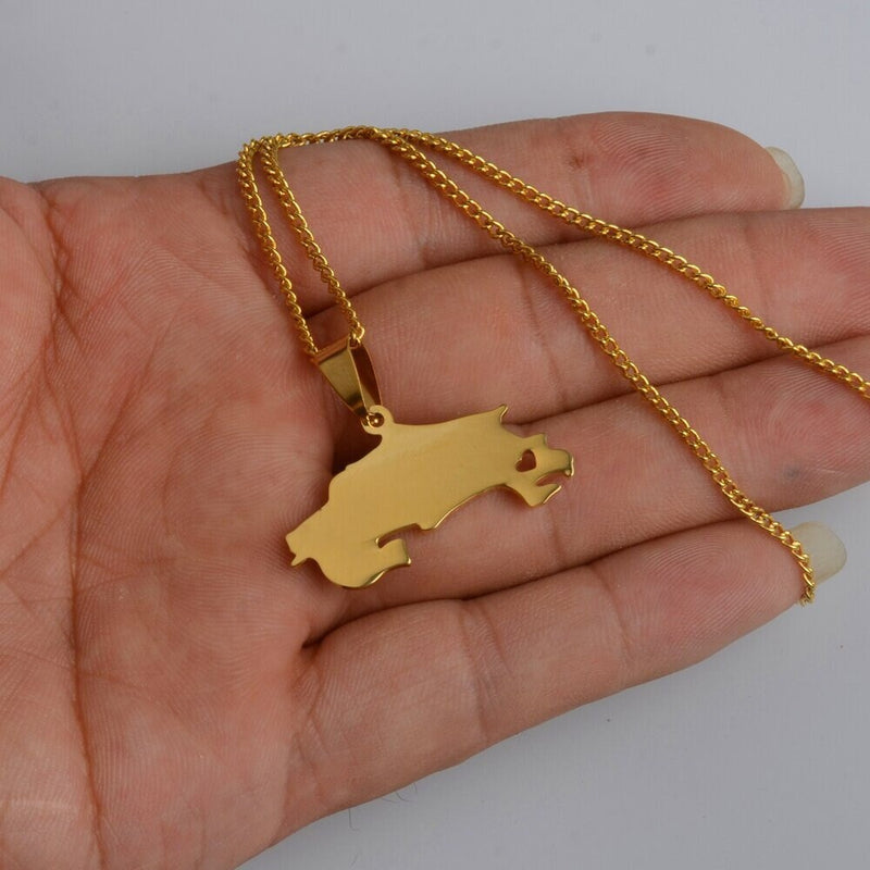 Costa Rica 18K Gold Plated Necklace / Costa Rica Jewelry / Costa Rica Pendant / Costa Rica Gift