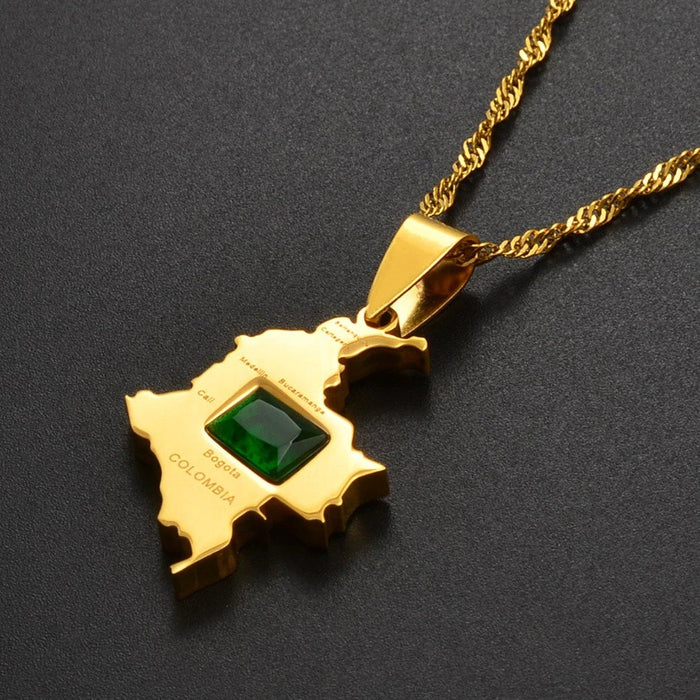 Colombia 18K Gold Plated Necklace / Colombia Jewelry / Colombia Pendant / Colombia Gift