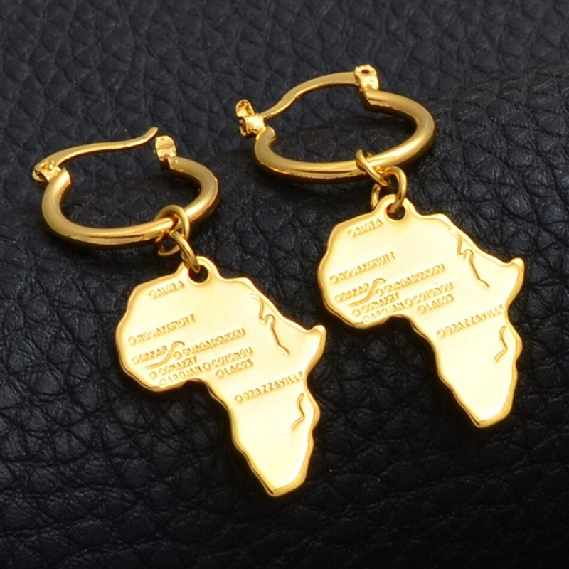 Africa 18K Gold Plated Earrings / Africa Jewelry / Africa Earrings / Africa Gift
