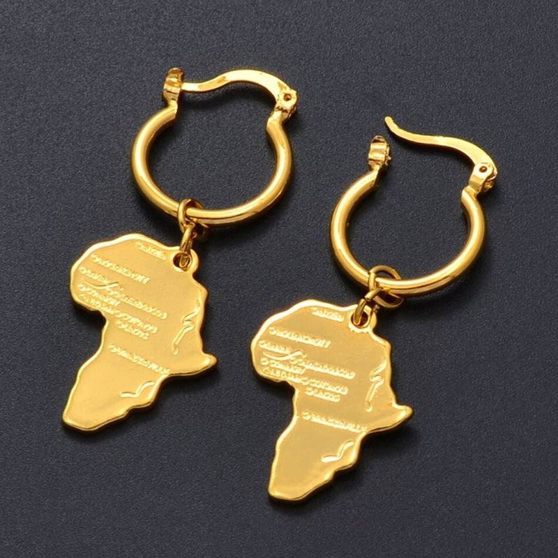 Africa 18K Gold Plated Earrings / Africa Jewelry / Africa Earrings / Africa Gift