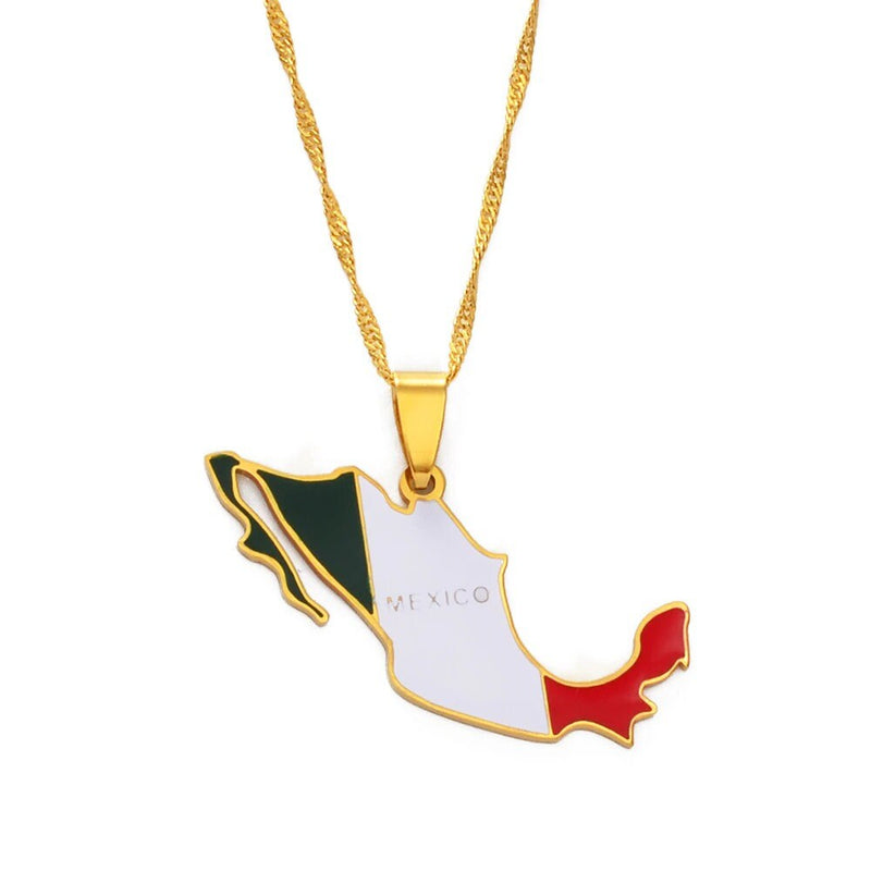 Mexico 18K Gold Plated Necklace / Mexico Jewelry / Mexico Pendant / Mexico Gift