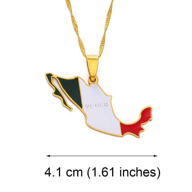 Mexico 18K Gold Plated Necklace / Mexico Jewelry / Mexico Pendant / Mexico Gift
