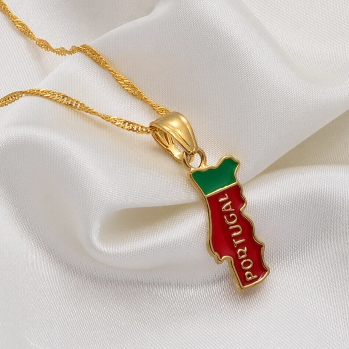 Portugal 18K Gold Plated Necklace / Portugal Jewelry / Portugal Pendant / Portugal Gift