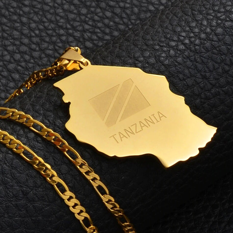 Tanzania 18K Gold Plated Necklace / TANZANIA Jewelry / TANZANIA Pendant / TANZANIA Gift