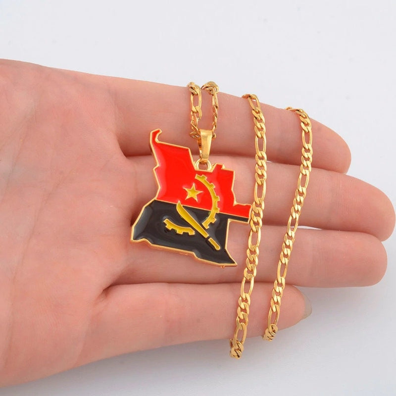 Angola 18K Gold Plated Necklace / Angola Jewelry / Angola Pendant / Angola Gift