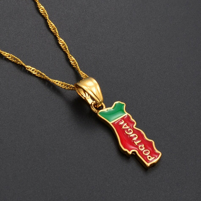 Portugal 18K Gold Plated Necklace / Portugal Jewelry / Portugal Pendant / Portugal Gift