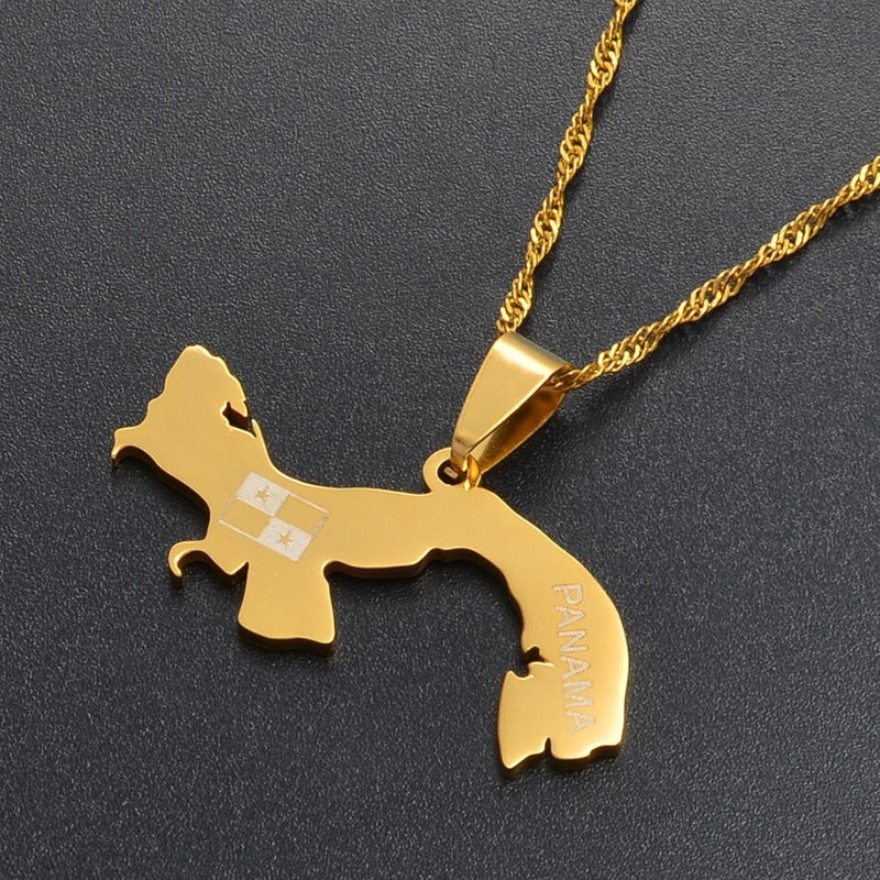 Panama 18K Gold Plated Necklace /  Panama Jewelry /  Panama Pendant /  Panama Gift