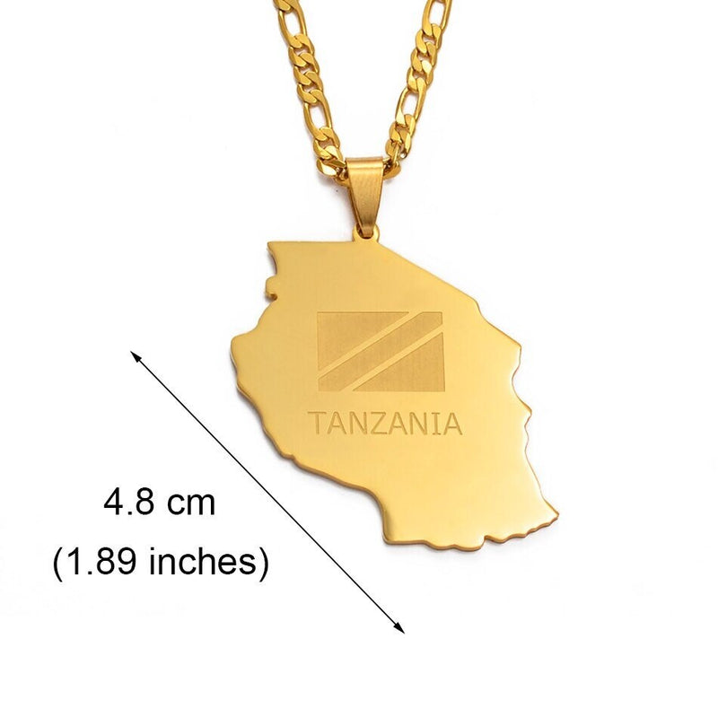 Tanzania 18K Gold Plated Necklace / TANZANIA Jewelry / TANZANIA Pendant / TANZANIA Gift