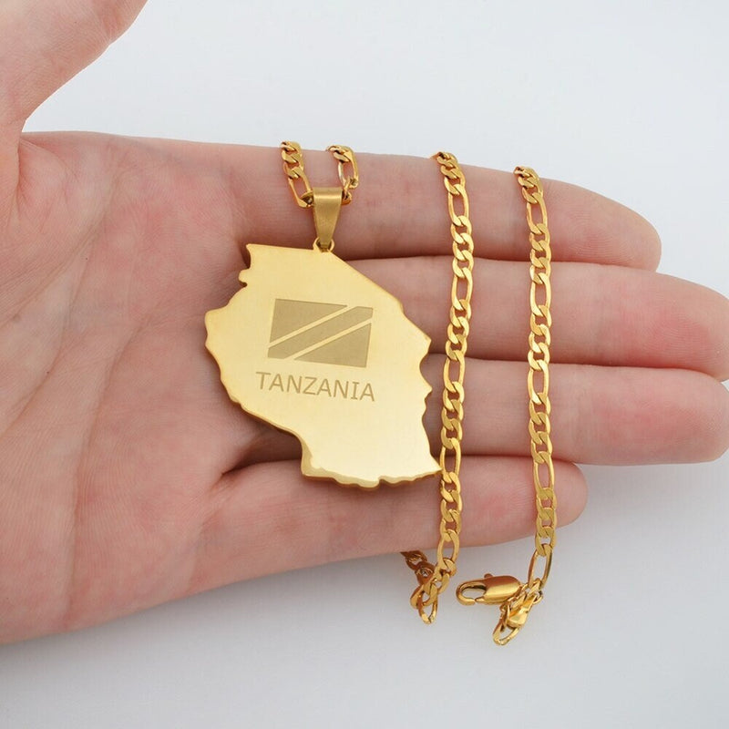 Tanzania 18K Gold Plated Necklace / TANZANIA Jewelry / TANZANIA Pendant / TANZANIA Gift