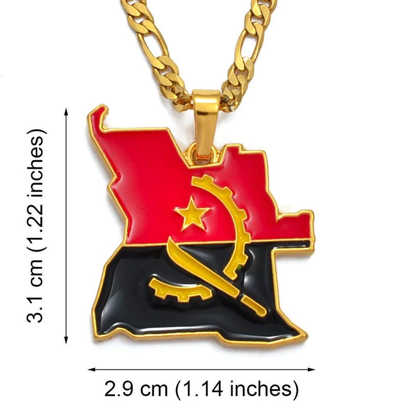 Angola 18K Gold Plated Necklace / Angola Jewelry / Angola Pendant / Angola Gift