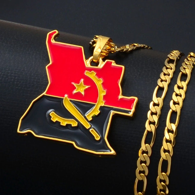 Angola 18K Gold Plated Necklace / Angola Jewelry / Angola Pendant / Angola Gift