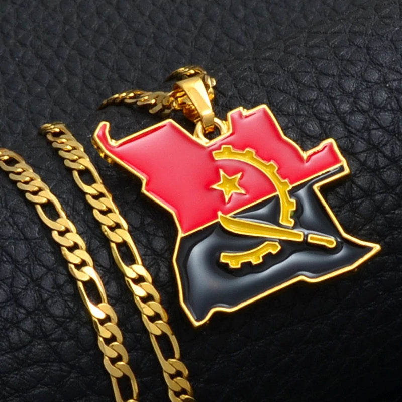 Angola 18K Gold Plated Necklace / Angola Jewelry / Angola Pendant / Angola Gift