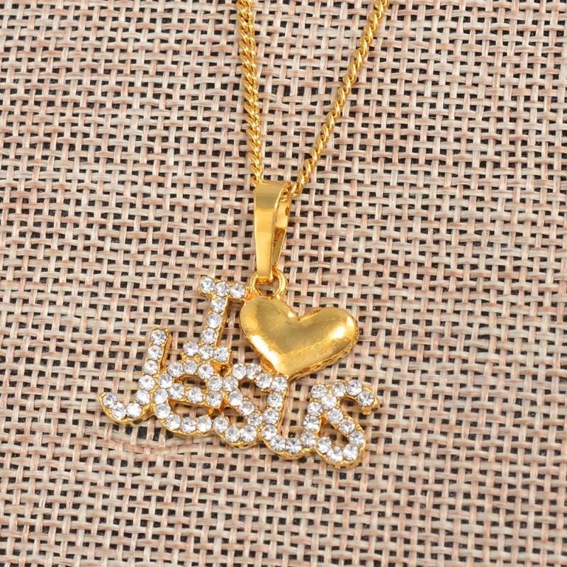 18K Gold Plated I Love Jesus Necklace / Christian Necklace / Jesus Necklace / Christian Jewelry / Christian Gift