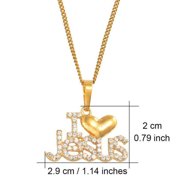 18K Gold Plated I Love Jesus Necklace / Christian Necklace / Jesus Necklace / Christian Jewelry / Christian Gift