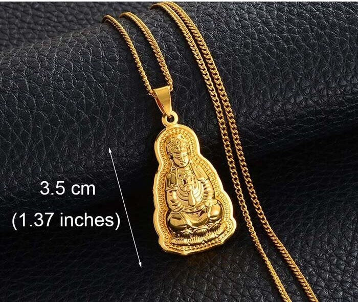 18K Gold Plated Buddha Charm Necklace / Clear Buddha Pendant / Buddhist Necklace / Buddha Jewelry / Guanyin Necklace / Buddha Amulet